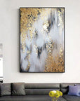Multicolor Flowing Gold-Modern Abstract Oil Painting Art Wall With Gold Foil Texture - Artwallpainting