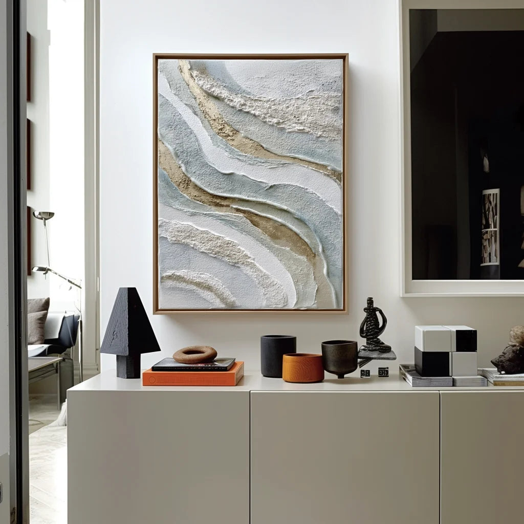 Multicolor Flowing Layers Textured Abstract Wall Art - Artwallpainting