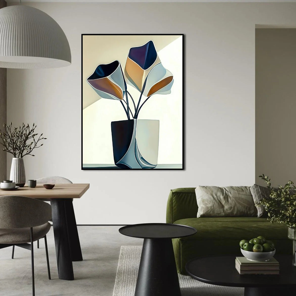 Multicolor Folded Petals-Geometric Abstract Flower Decorative Wall Art - Artwallpainting