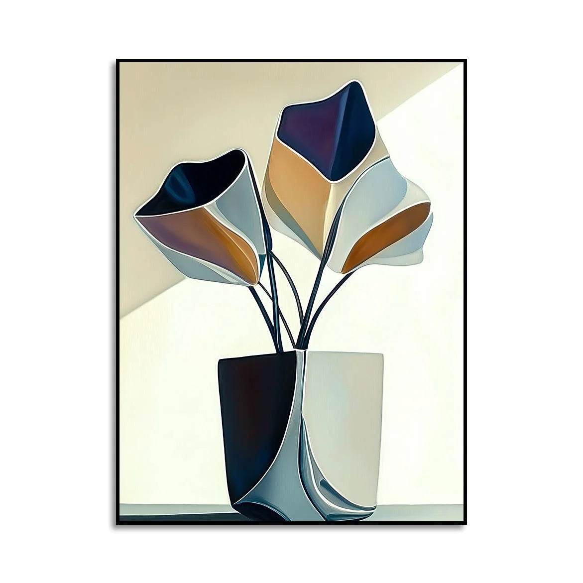 Multicolor Folded Petals-Geometric Abstract Flower Decorative Wall Art - Artwallpainting