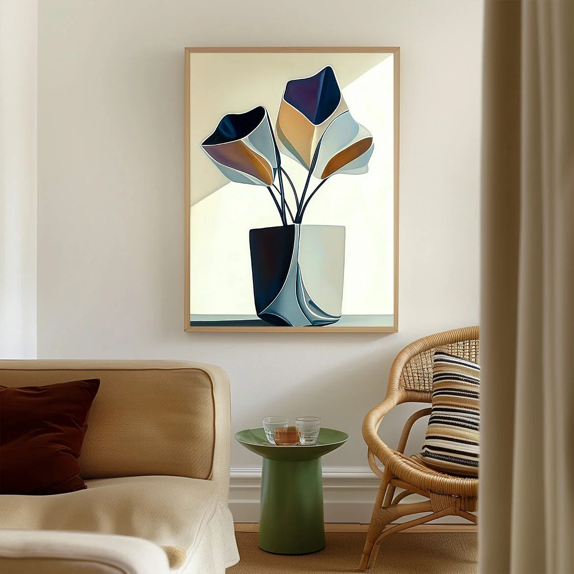 Multicolor Folded Petals-Geometric Abstract Flower Decorative Wall Art - Artwallpainting