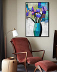 Multicolor Fractured Bloom-Texture Geometry Bottle Iris Oil Painting Wall Art - Artwallpainting