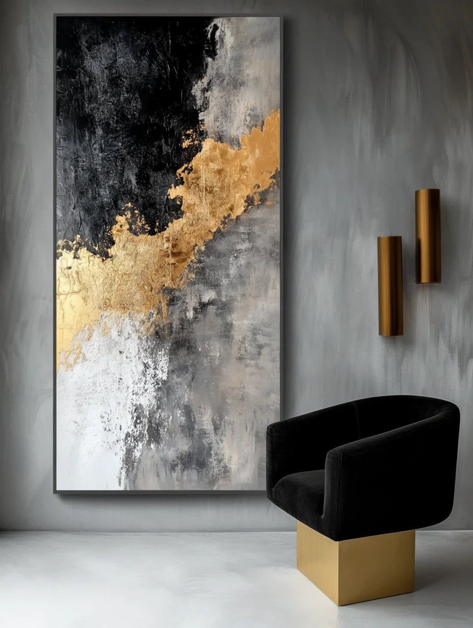 Multicolor Fractured Light - Vertical Abstract Oil Painting For Living Room Decor - Artwallpainting