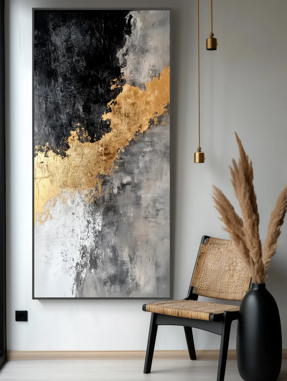 Multicolor Fractured Light - Vertical Abstract Oil Painting For Living Room Decor - Artwallpainting