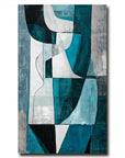 Multicolor Fragmented Harmony-Hand-Painted Blue And Green Geometric Texture Oil Painting Wall A1Rt - Artwallpainting