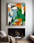 Multicolor Fragmented Harmony - Hand-Painted Geometric Abstract Oil Painting - Artwallpainting