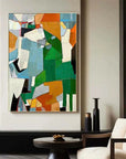 Multicolor Fragmented Harmony - Hand-Painted Geometric Abstract Oil Painting - Artwallpainting