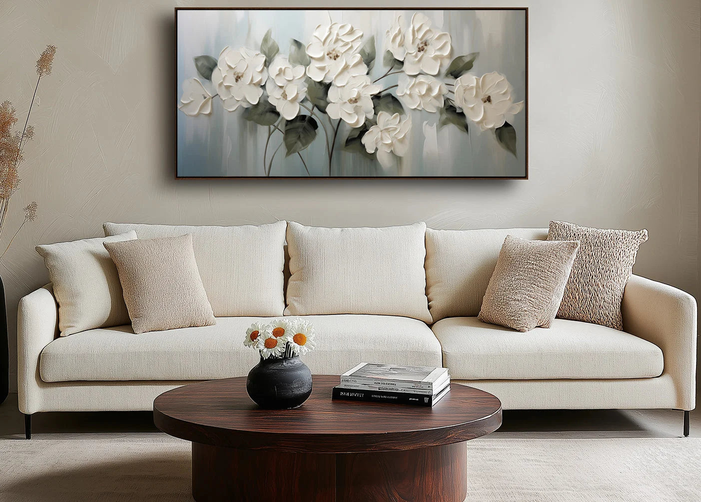 Multicolor Garden Elegance-Wabi-Sabi Style Hand-Painted Morandi Color Series Floral Texture Wall Art - Artwallpainting