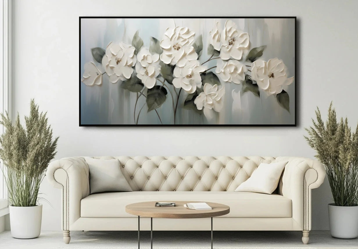 Multicolor Garden Elegance-Wabi-Sabi Style Hand-Painted Morandi Color Series Floral Texture Wall Art - Artwallpainting