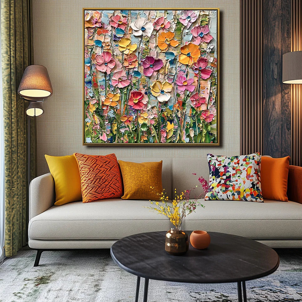 Multicolor Garden Melody - Floral Canvas - Artwallpainting