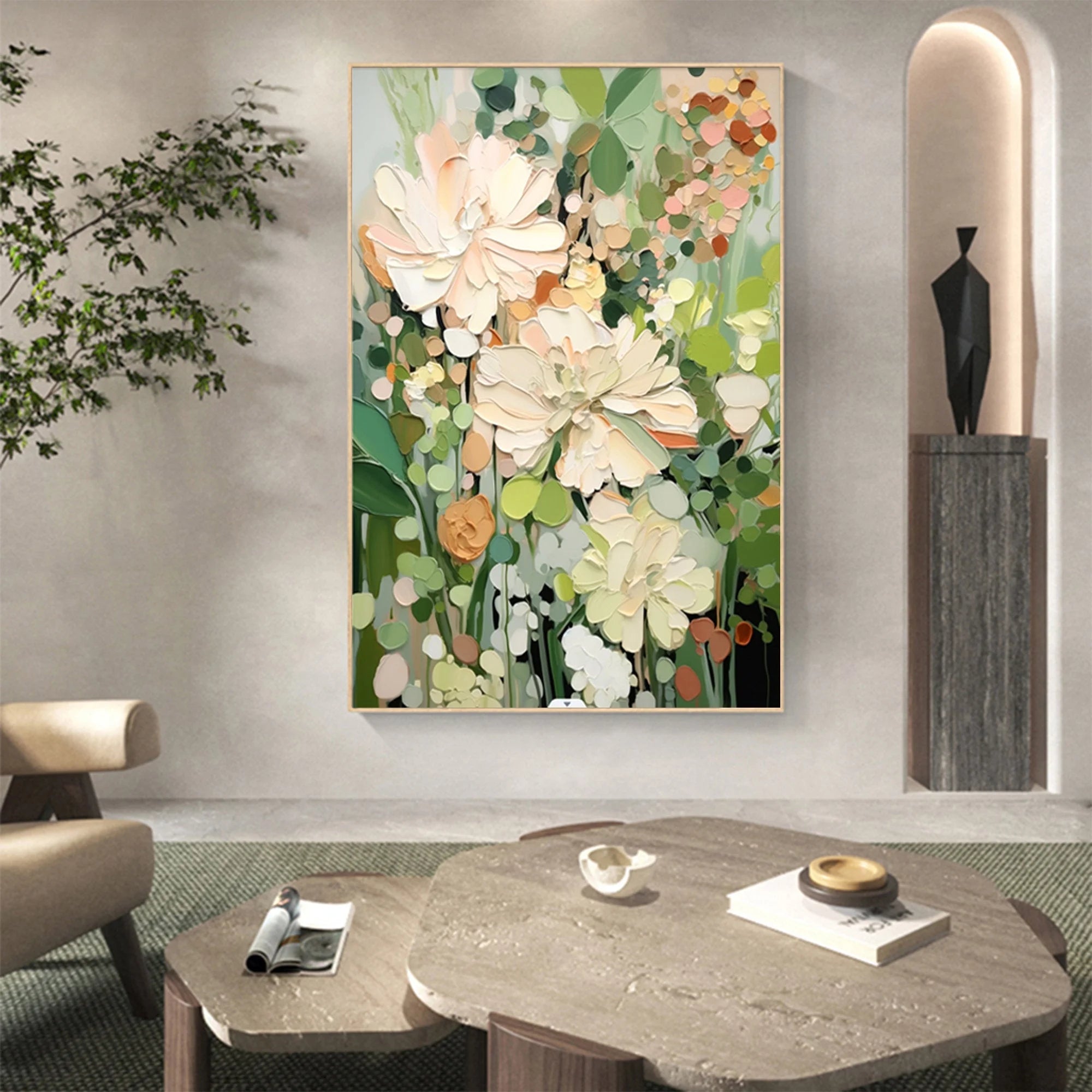 Multicolor Garden Serenity Canvas Painting For Home Decoration - Artwallpainting