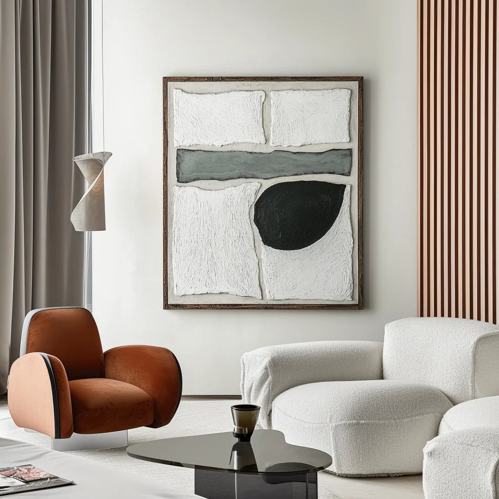 Multicolor Geometric Abstract Oil Painting - Quiet Geometry - Artwallpainting