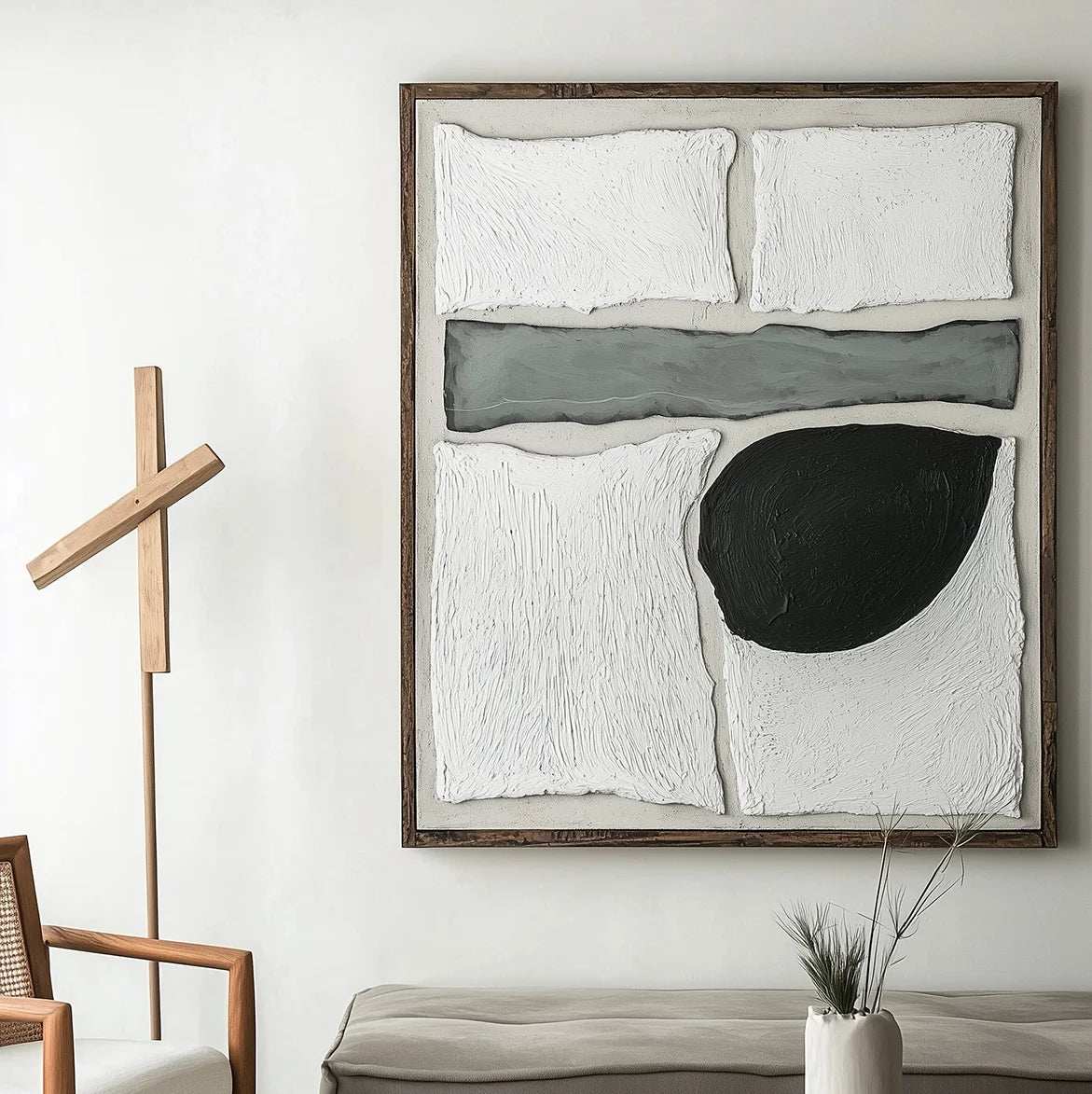 Multicolor Geometric Abstract Oil Painting - Quiet Geometry - Artwallpainting
