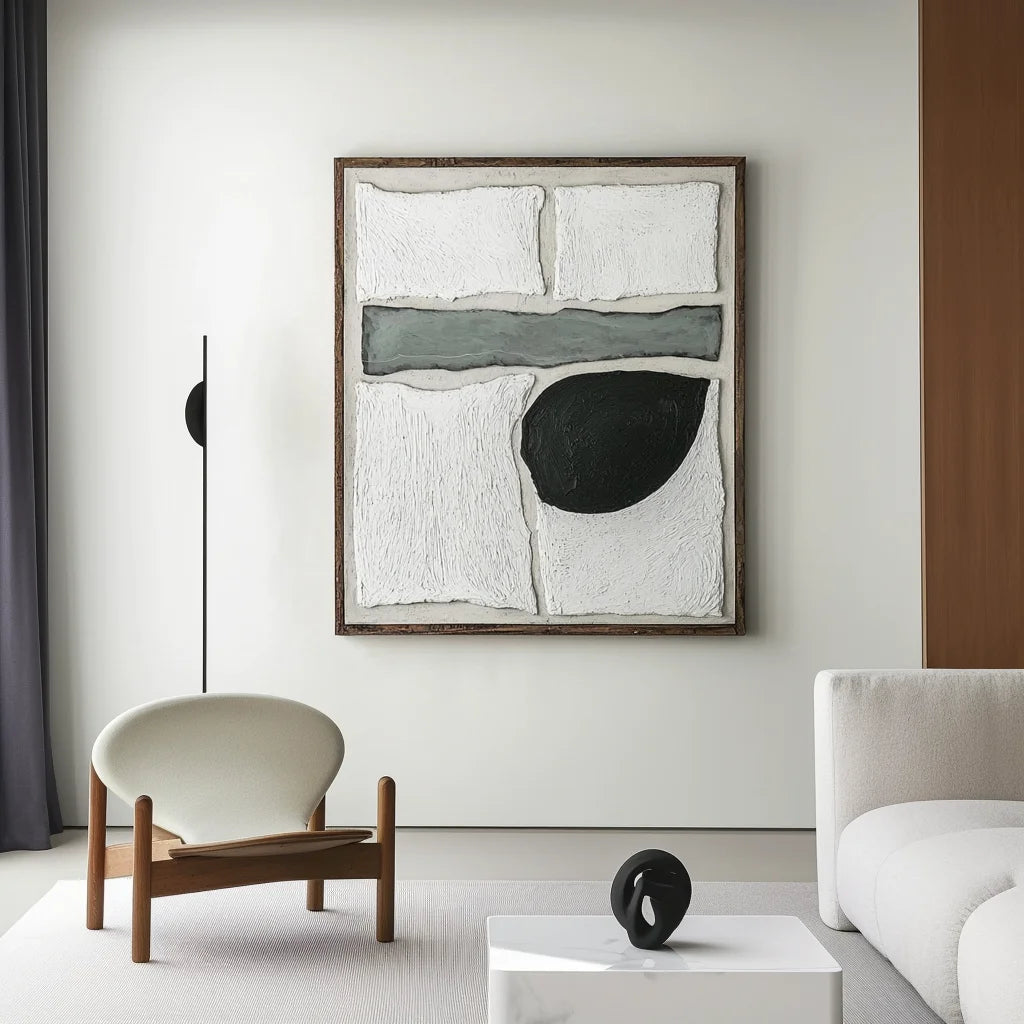 Multicolor Geometric Abstract Oil Painting - Quiet Geometry - Artwallpainting