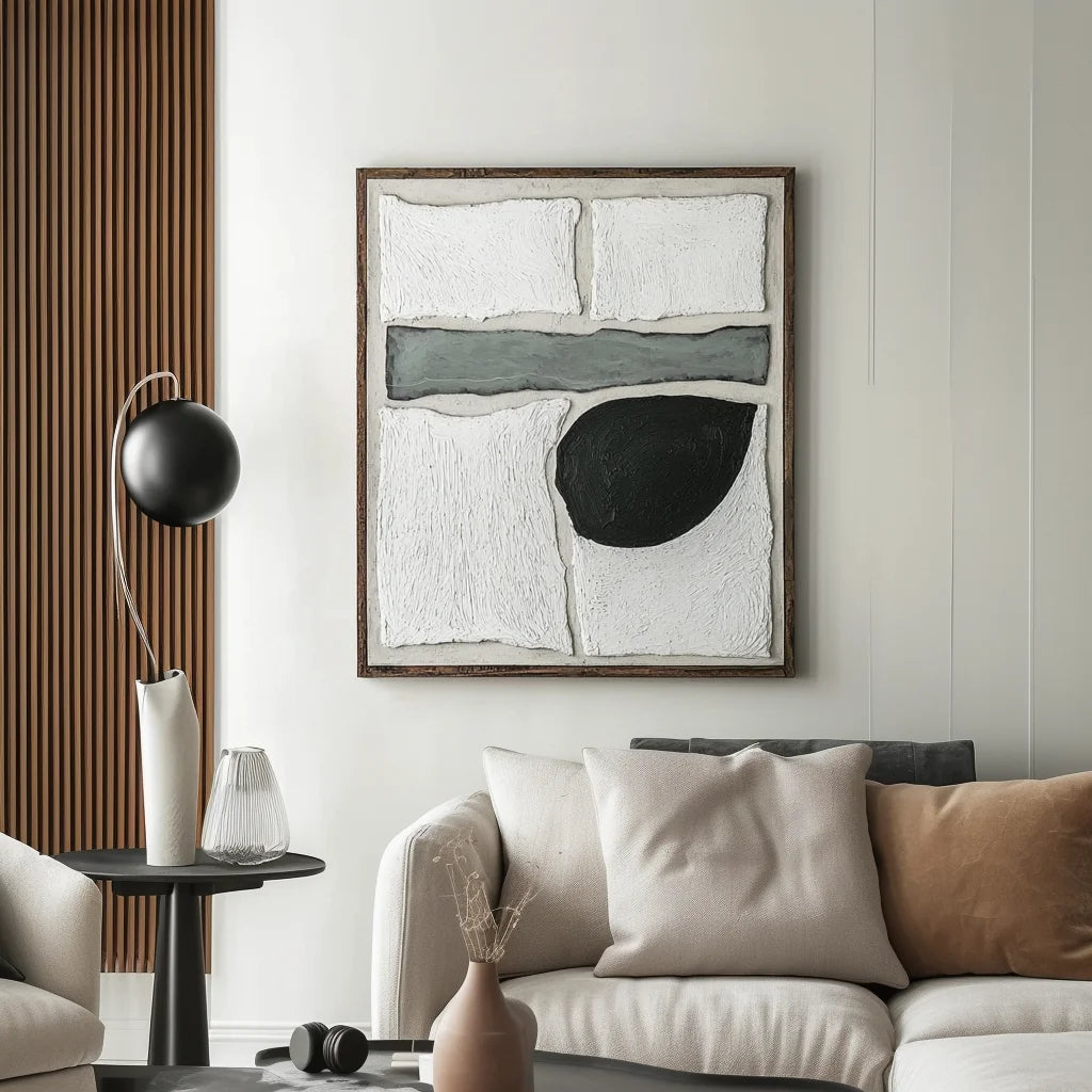 Multicolor Geometric Abstract Oil Painting - Quiet Geometry - Artwallpainting