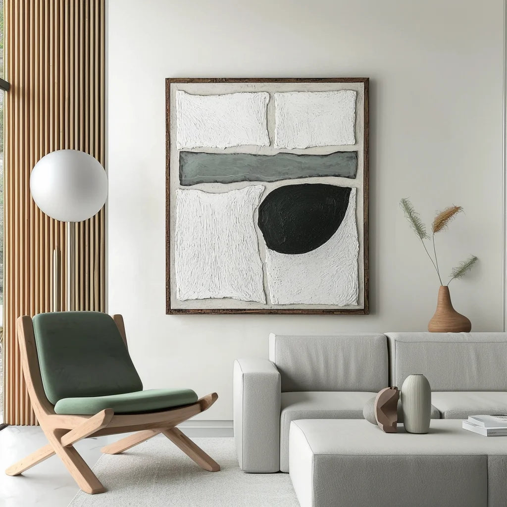 Multicolor Geometric Abstract Oil Painting - Quiet Geometry - Artwallpainting