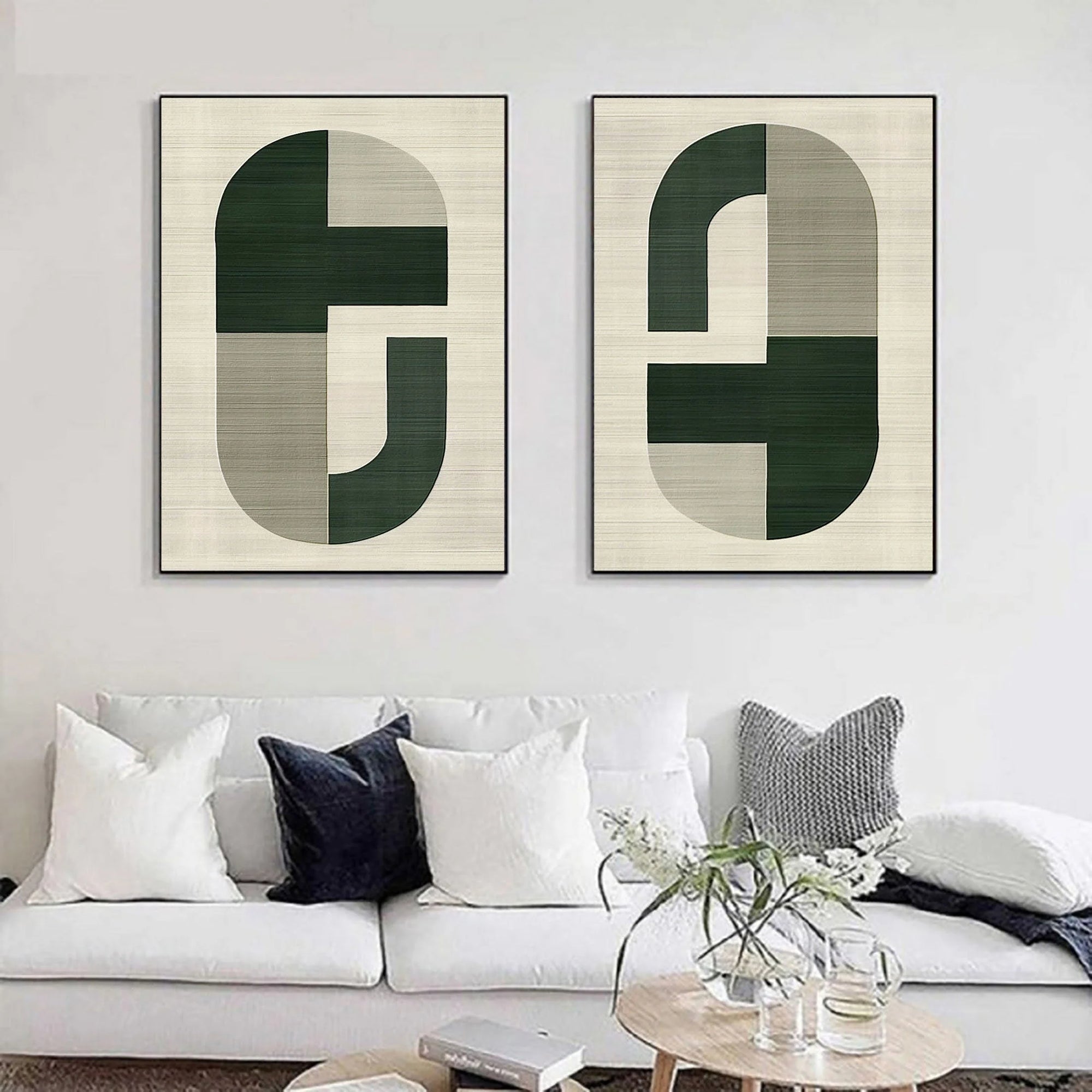 Multicolor Geometric Harmony Modern Minimalist Canvas Art Set Of 2 - Artwallpainting