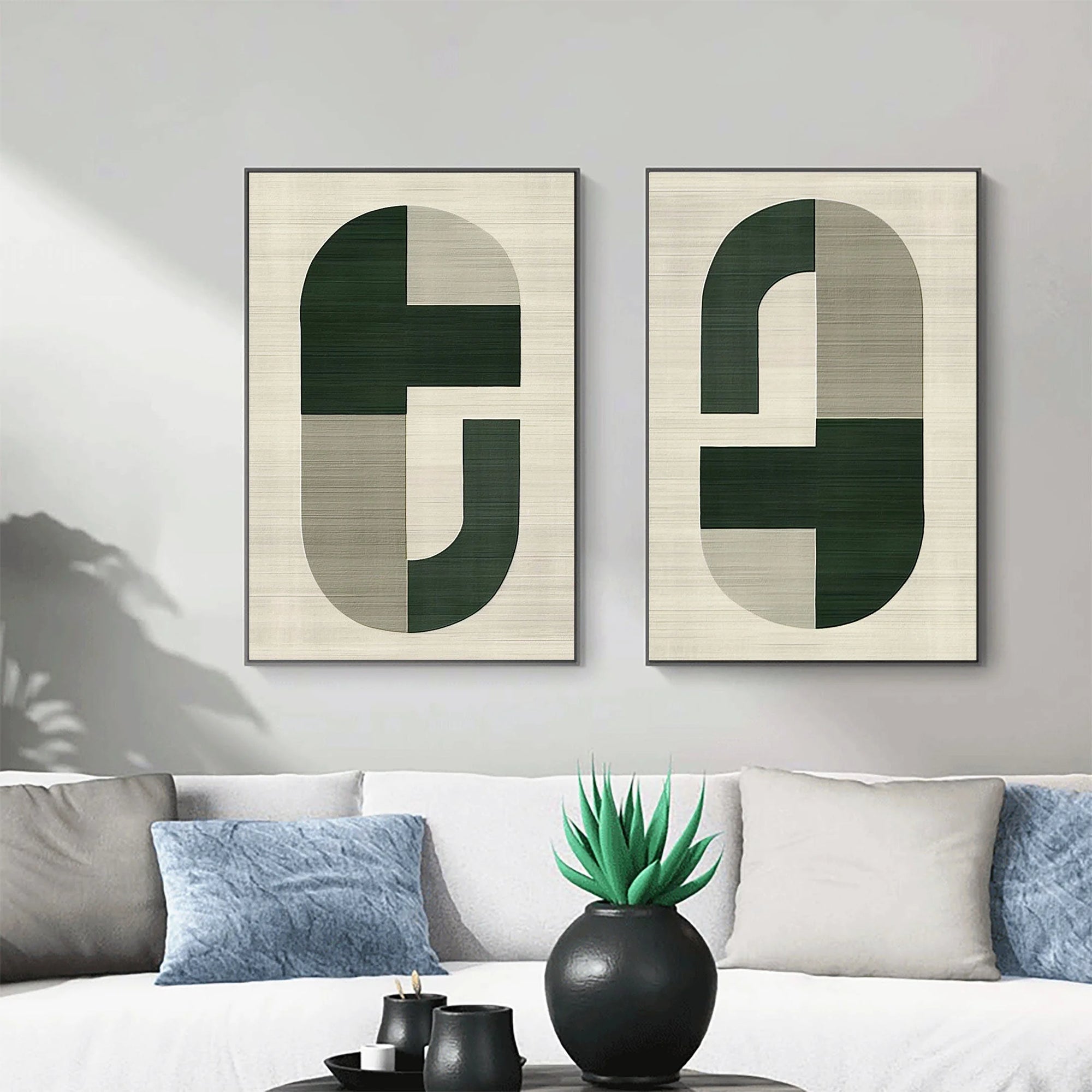Multicolor Geometric Harmony Modern Minimalist Canvas Art Set Of 2 - Artwallpainting