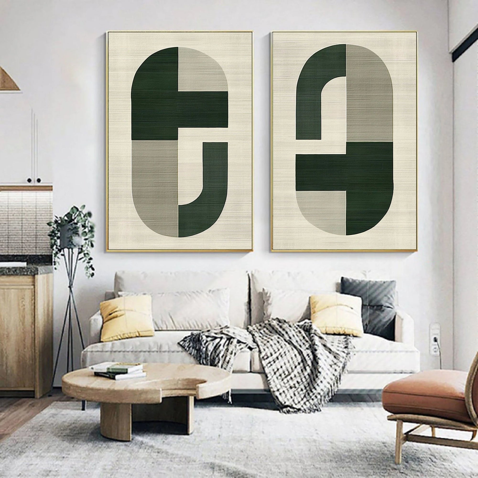 Multicolor Geometric Harmony Modern Minimalist Canvas Art Set Of 2 - Artwallpainting