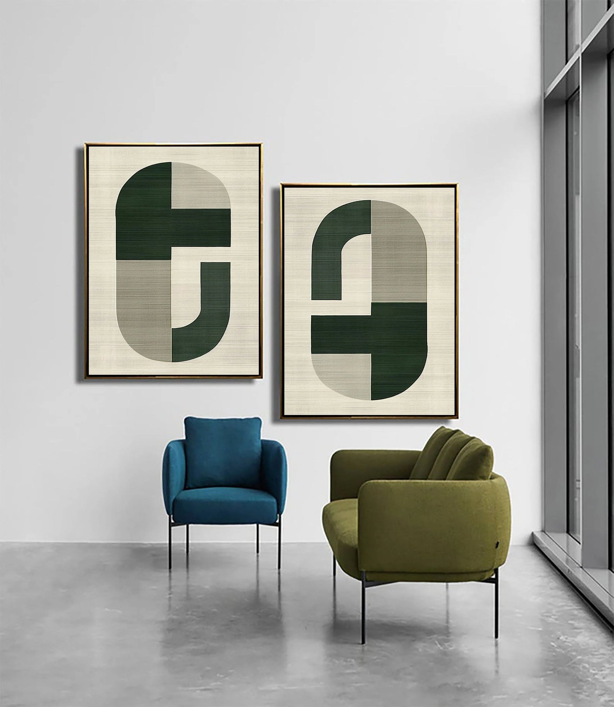 Multicolor Geometric Harmony Modern Minimalist Canvas Art Set Of 2 - Artwallpainting