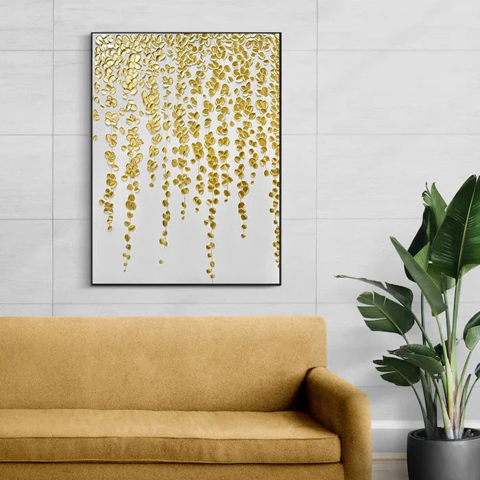 Multicolor Gold Leaf Textured Abstract Oil Painting - Modern Luxury Wall Art - Artwallpainting