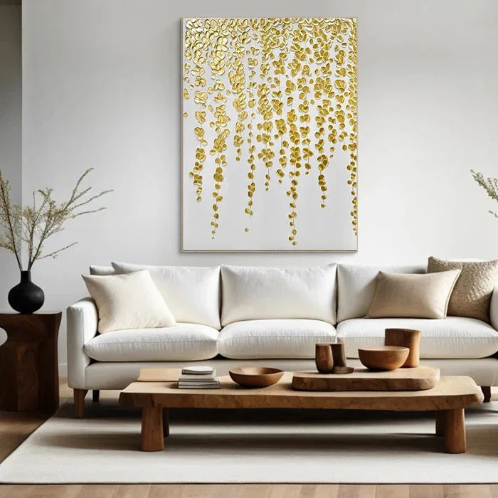 Multicolor Gold Leaf Textured Abstract Oil Painting - Modern Luxury Wall Art - Artwallpainting