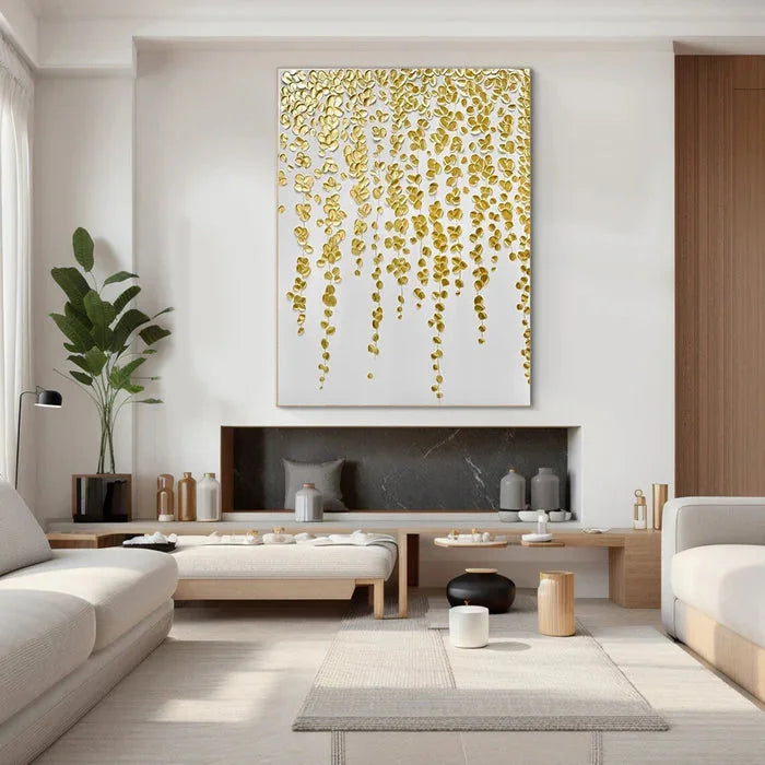 Multicolor Gold Leaf Textured Abstract Oil Painting - Modern Luxury Wall Art - Artwallpainting