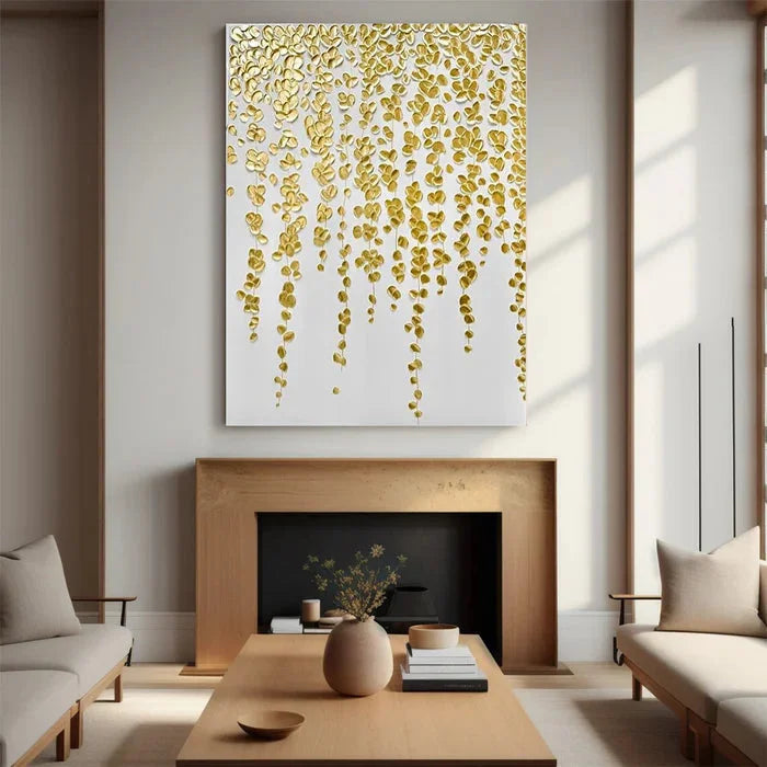 Multicolor Gold Leaf Textured Abstract Oil Painting - Modern Luxury Wall Art - Artwallpainting