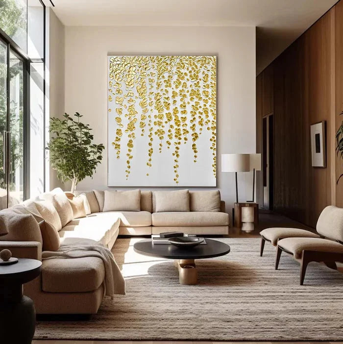 Multicolor Gold Leaf Textured Abstract Oil Painting - Modern Luxury Wall Art - Artwallpainting