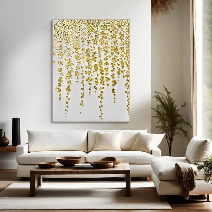 Multicolor Gold Leaf Textured Abstract Oil Painting - Modern Luxury Wall Art - Artwallpainting