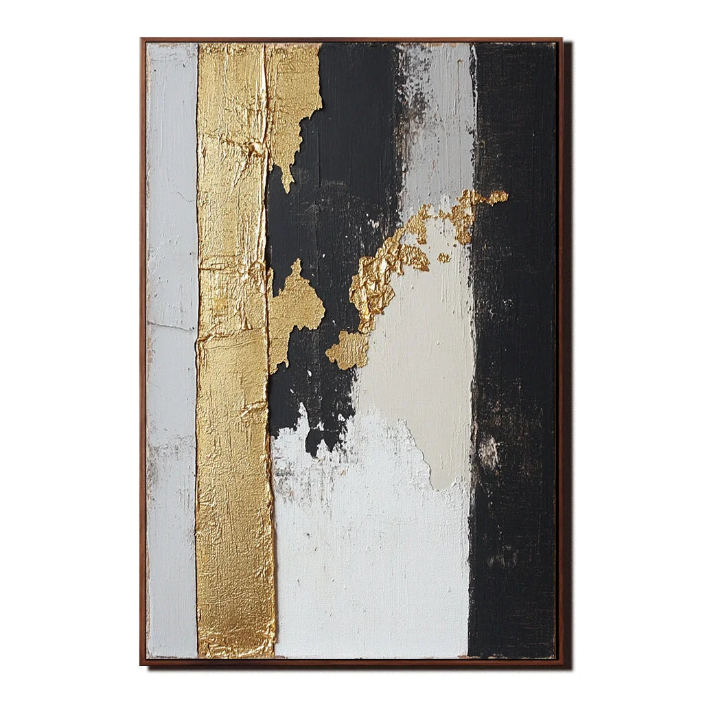 Multicolor Gold Stripe Abstract Art Canvas Painting For Home Decoration - Artwallpainting