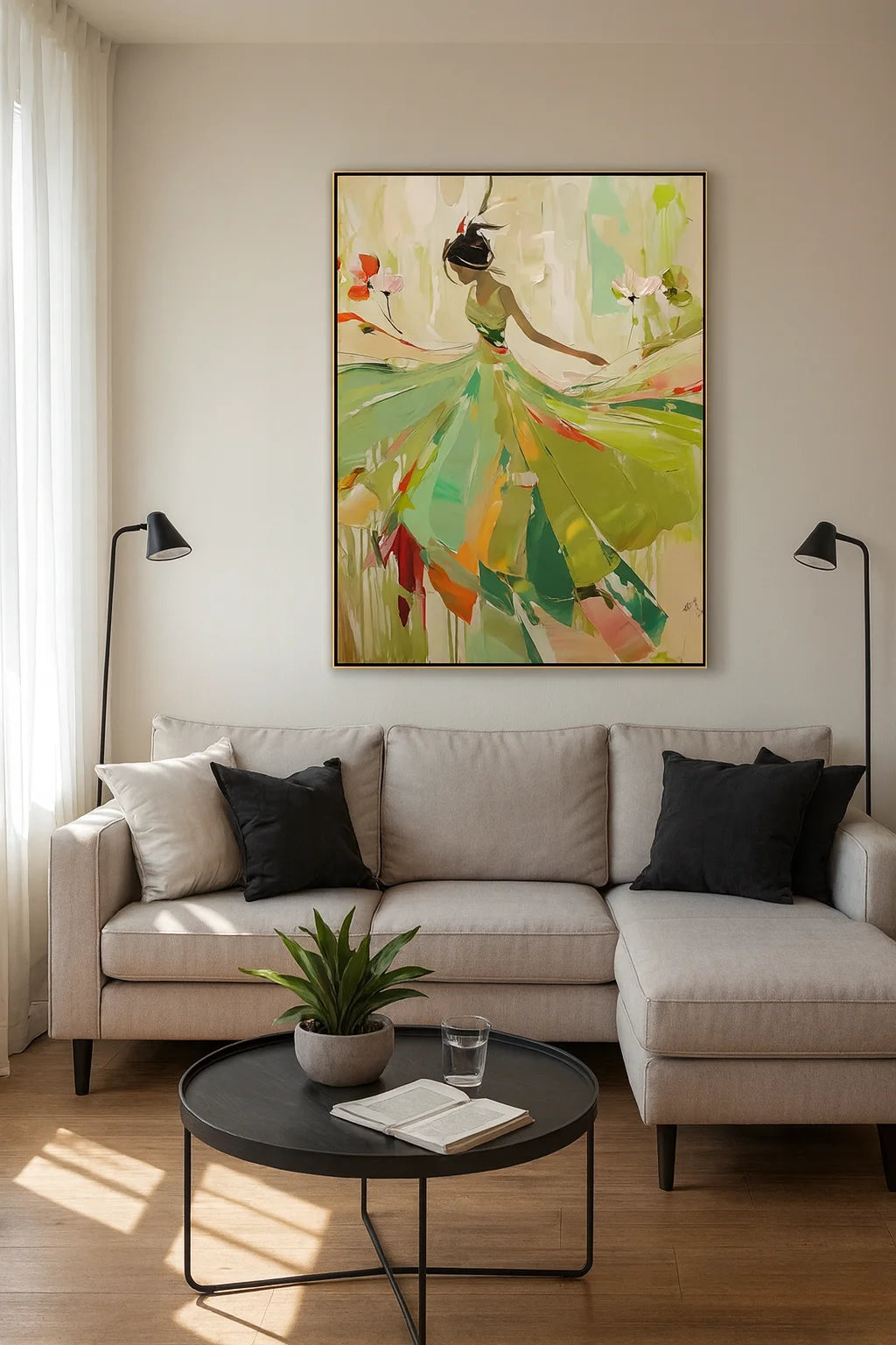 Multicolor Grace In Motion - Hand-Painted Textured Ballerina Oil Painting - Artwallpainting