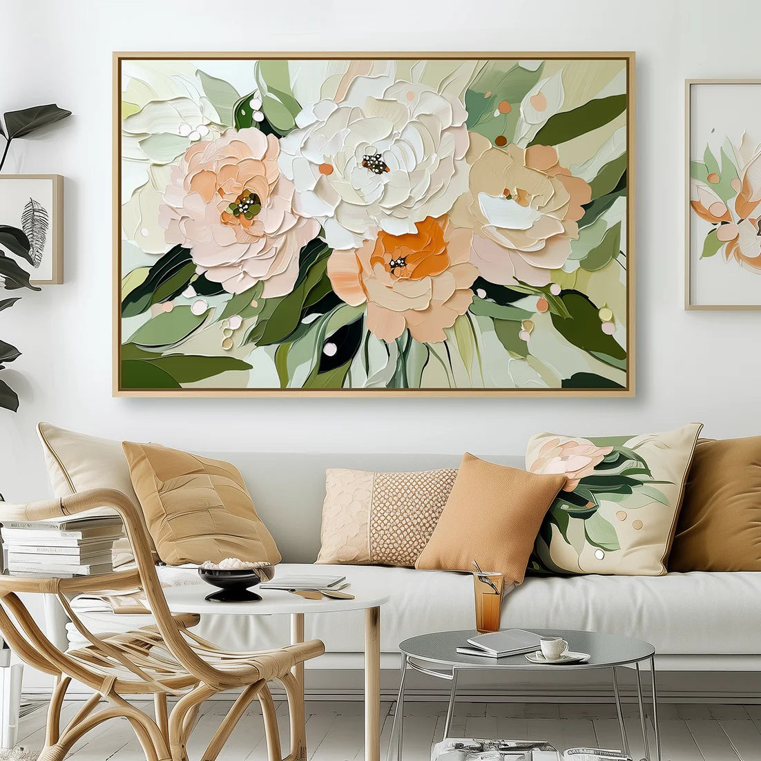 Multicolor Graceful Bloom-Horizontal Hand-Drawn Flower Cluster Texture Wall Art - Artwallpainting