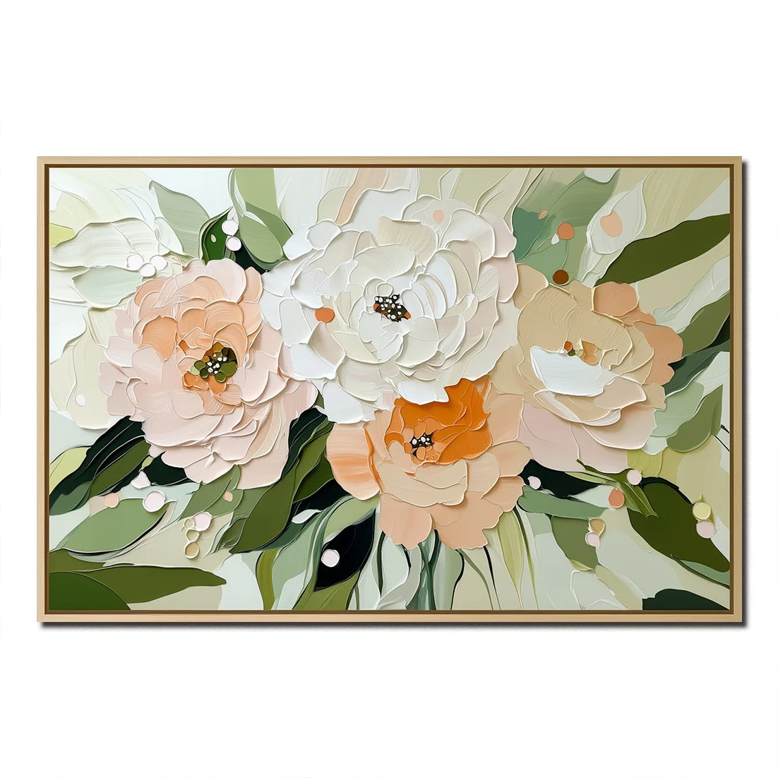 Multicolor Graceful Bloom-Horizontal Hand-Drawn Flower Cluster Texture Wall Art - Artwallpainting