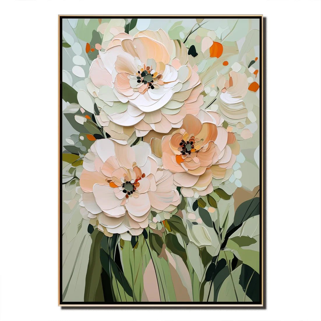 Multicolor Graceful Bloom-Horizontal Hand-Drawn Flower Cluster Texture Wall Art - Artwallpainting