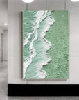 Multicolor Green And Ocean Shoreline Textured Canvas Art - Artwallpainting