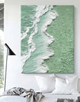 Multicolor Green And Ocean Shoreline Textured Canvas Art - Artwallpainting