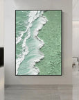Multicolor Green And Ocean Shoreline Textured Canvas Art - Artwallpainting