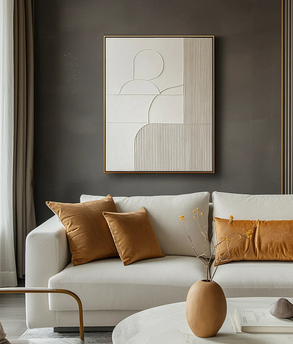 Multicolor Harmonic Duality-Modern Minimalist Art Featuring Arcs And Lines On A Double-Sided Wall - Artwallpainting