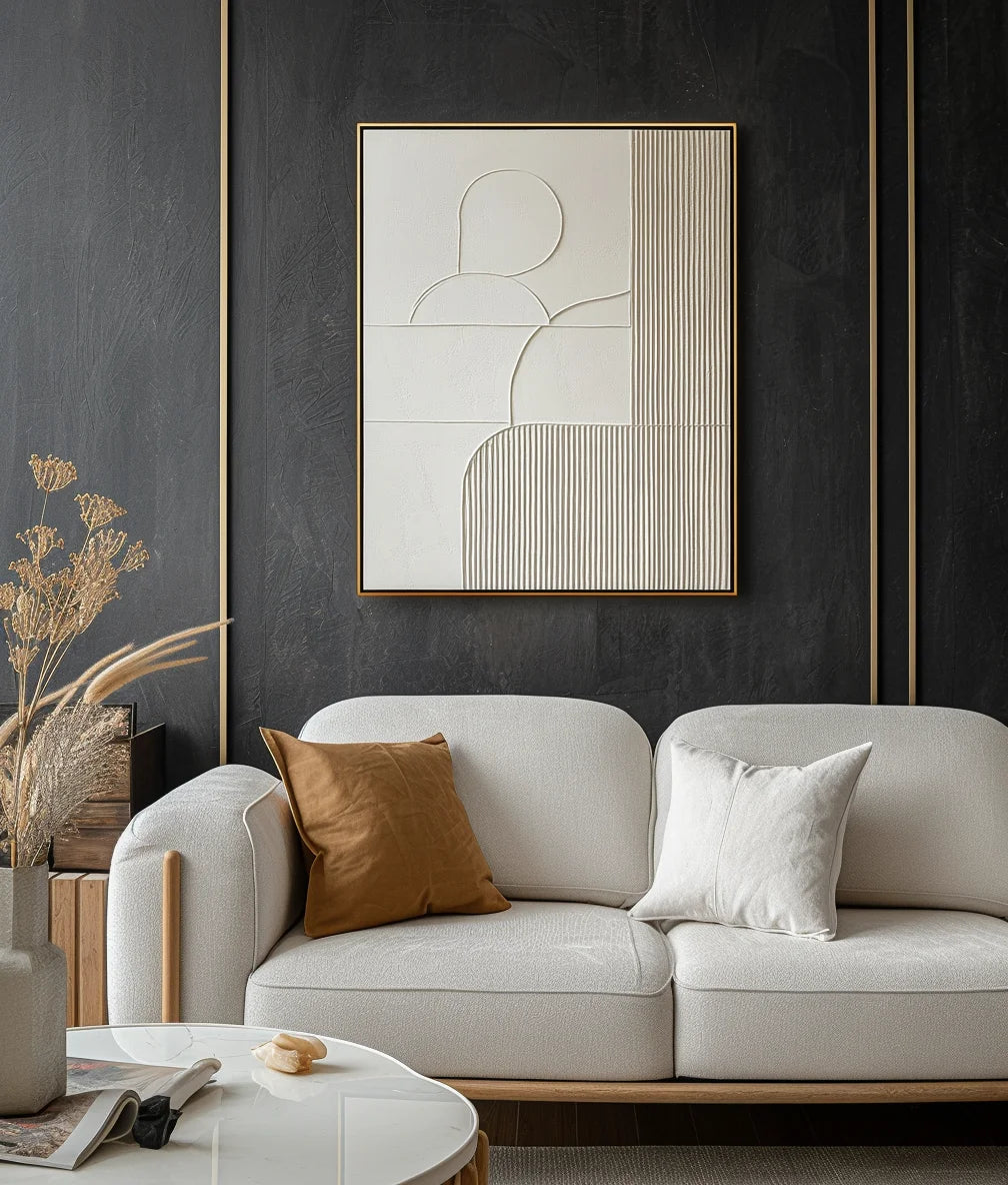 Multicolor Harmonic Duality-Modern Minimalist Art Featuring Arcs And Lines On A Double-Sided Wall - Artwallpainting