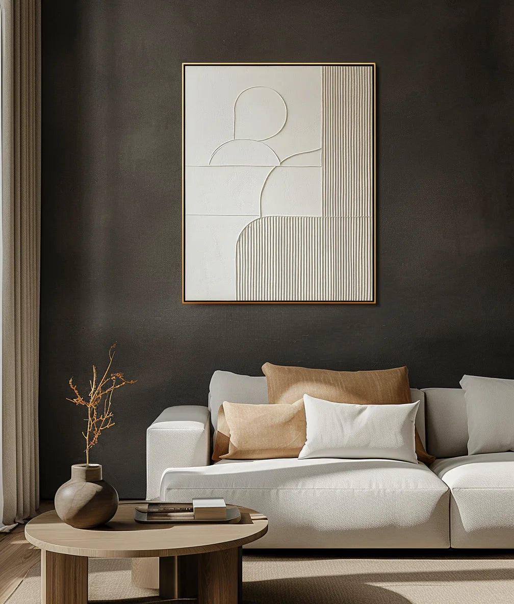 Multicolor Harmonic Duality-Modern Minimalist Art Featuring Arcs And Lines On A Double-Sided Wall - Artwallpainting