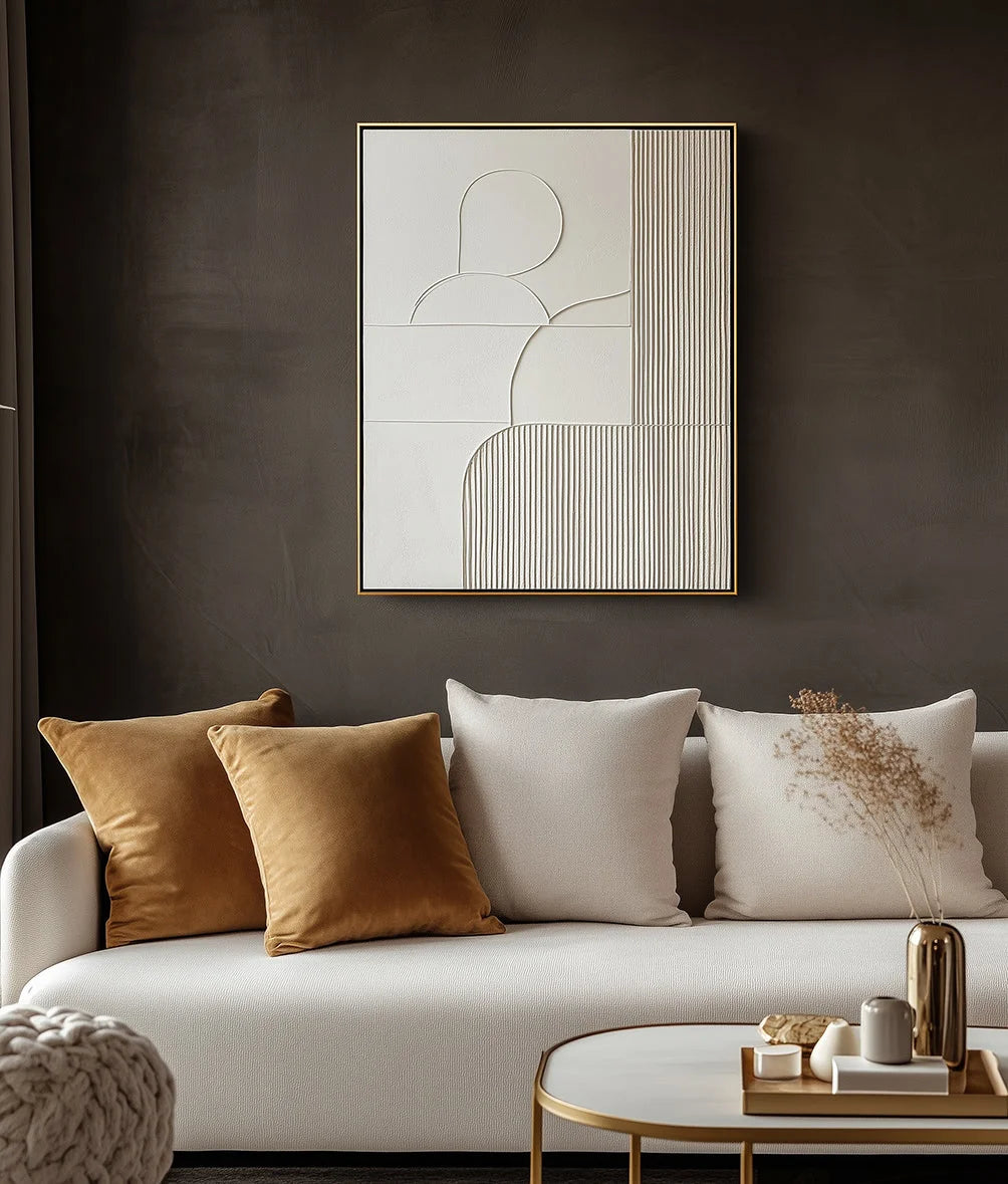 Multicolor Harmonic Duality-Modern Minimalist Art Featuring Arcs And Lines On A Double-Sided Wall - Artwallpainting