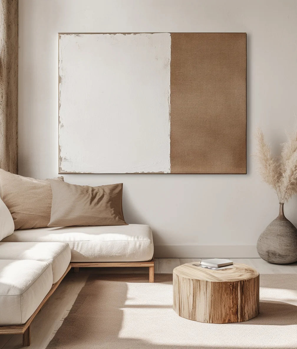 Multicolor Harmony In Contrast-Minimalist Wabi-Sabi Two-Color Block Hand-Painted Wall Art - Artwallpainting