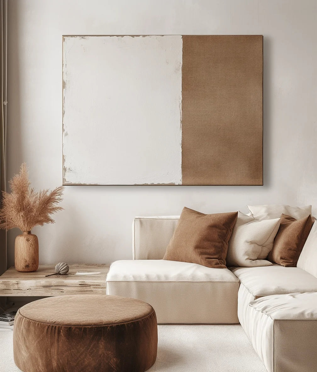 Multicolor Harmony In Contrast-Minimalist Wabi-Sabi Two-Color Block Hand-Painted Wall Art - Artwallpainting