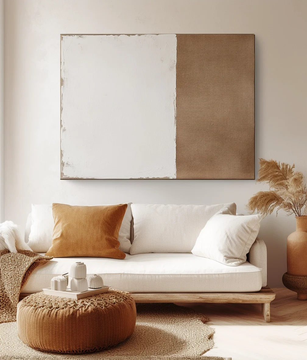 Multicolor Harmony In Contrast-Minimalist Wabi-Sabi Two-Color Block Hand-Painted Wall Art - Artwallpainting