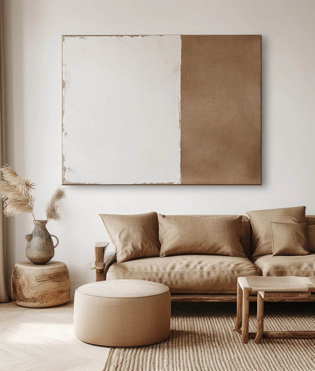 Multicolor Harmony In Contrast-Minimalist Wabi-Sabi Two-Color Block Hand-Painted Wall Art - Artwallpainting