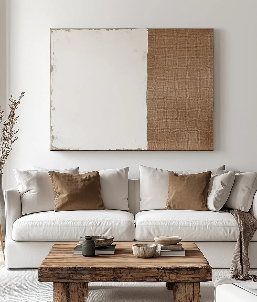 Multicolor Harmony In Contrast-Minimalist Wabi-Sabi Two-Color Block Hand-Painted Wall Art - Artwallpainting