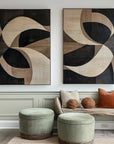 Multicolor Harmony In Motion-Geometric Abstract Wooden Double Layered Decorative Wall Art (Set Of 2) - Artwallpainting