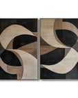Multicolor Harmony In Motion-Geometric Abstract Wooden Double Layered Decorative Wall Art (Set Of 2) - Artwallpainting