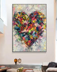 Multicolor Heart Of Abstraction-Vertical Hand-Painted Color Weaving Love Heart Abstract Wall Art - Artwallpainting